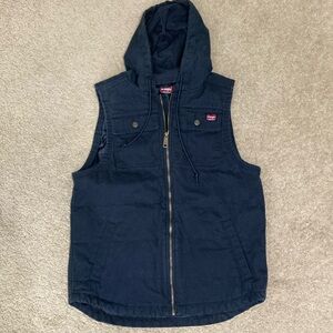 Wrangler Navy Blue Hooded Vest with Zipper